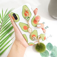 HKM-943571 Raindrop Gem Chain Avocado Silicone Case for iPhone 6s, X, 7 Plus - Soft Shell with Water Mane Design