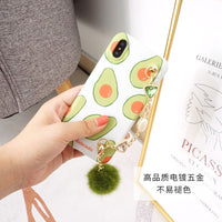 HKM-943571 Raindrop Gem Chain Avocado Silicone Case for iPhone 6s, X, 7 Plus - Soft Shell with Water Mane Design