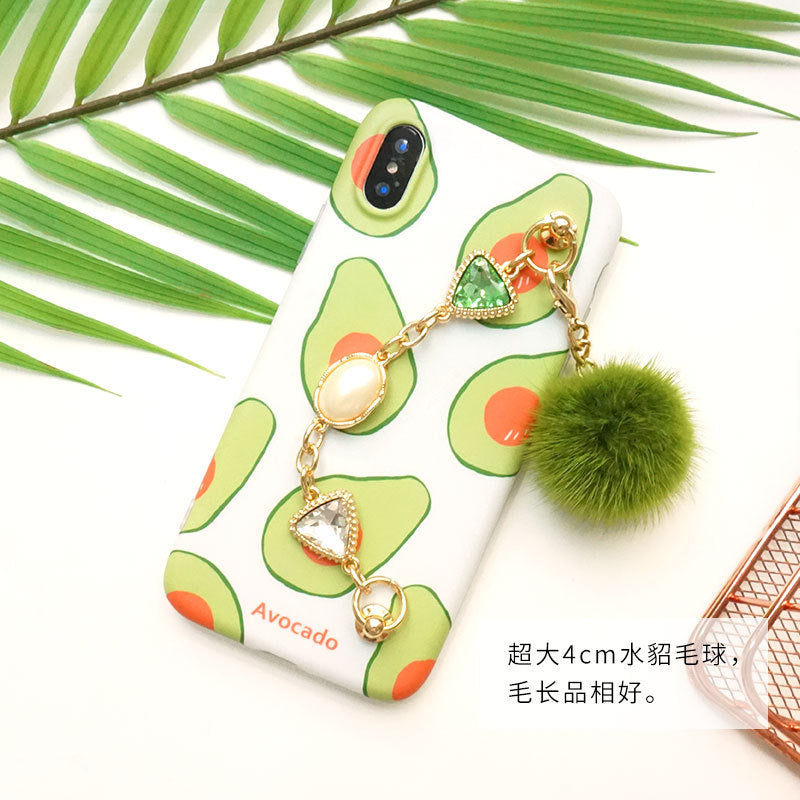 HKM-943571 Raindrop Gem Chain Avocado Silicone Case for iPhone 6s, X, 7 Plus - Soft Shell with Water Mane Design