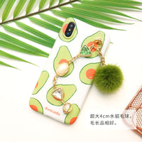 HKM-943571 Raindrop Gem Chain Avocado Silicone Case for iPhone 6s, X, 7 Plus - Soft Shell with Water Mane Design