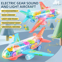 HKM-943571 Transparent Electric Gear Airplane Toy with Light and Sound for Kids, DIY Assembly Racing Track Toy, Ages 3+