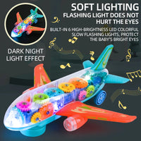 HKM-943571 Transparent Electric Gear Airplane Toy with Light and Sound for Kids, DIY Assembly Racing Track Toy, Ages 3+