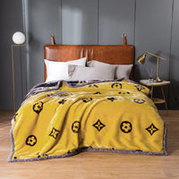HKM-943635 Modern Geometric Coral Fleece Raschel Blanket in Soft Polyester