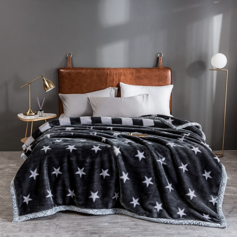 HKM-943635 Modern Geometric Coral Fleece Raschel Blanket in Soft Polyester