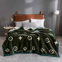 HKM-943635 Modern Geometric Coral Fleece Raschel Blanket in Soft Polyester