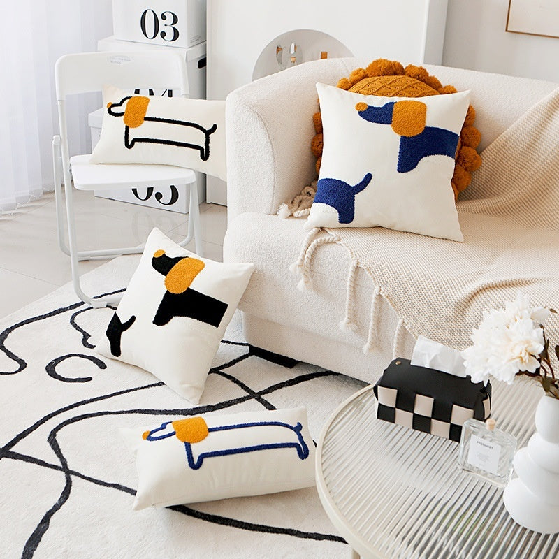 HKM-943635 Modern Minimalist Dog Pillow Cover - Cute Prints for Kids and Home, Available in Various Sizes