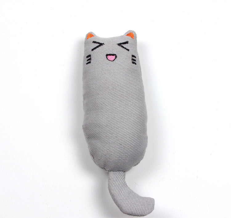 HKM-943827 Cute Catnip-Infused Plush Toy with Facial Expressions – Scratch-Resistant Canvas for Dental Care in Black, Red, Gray, Orange, Pink