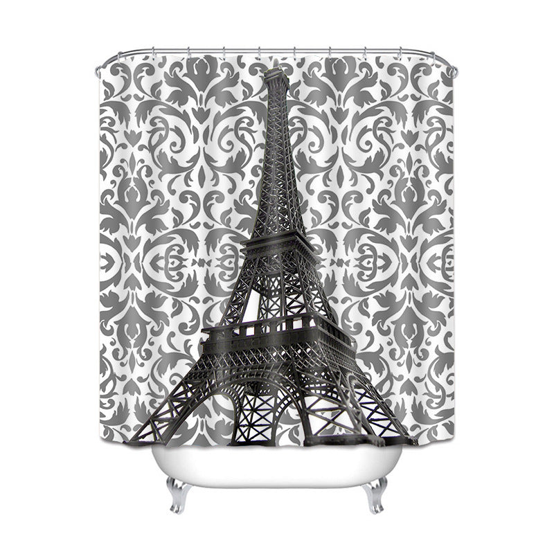 HKM-944019 Modern Waterproof Polyester Shower Curtain with Landscape Print, Multiple Sizes Available