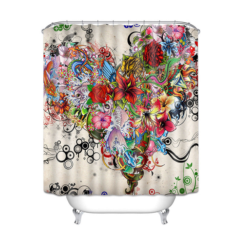 HKM-944019 Modern Waterproof Polyester Shower Curtain with Landscape Print, Multiple Sizes Available