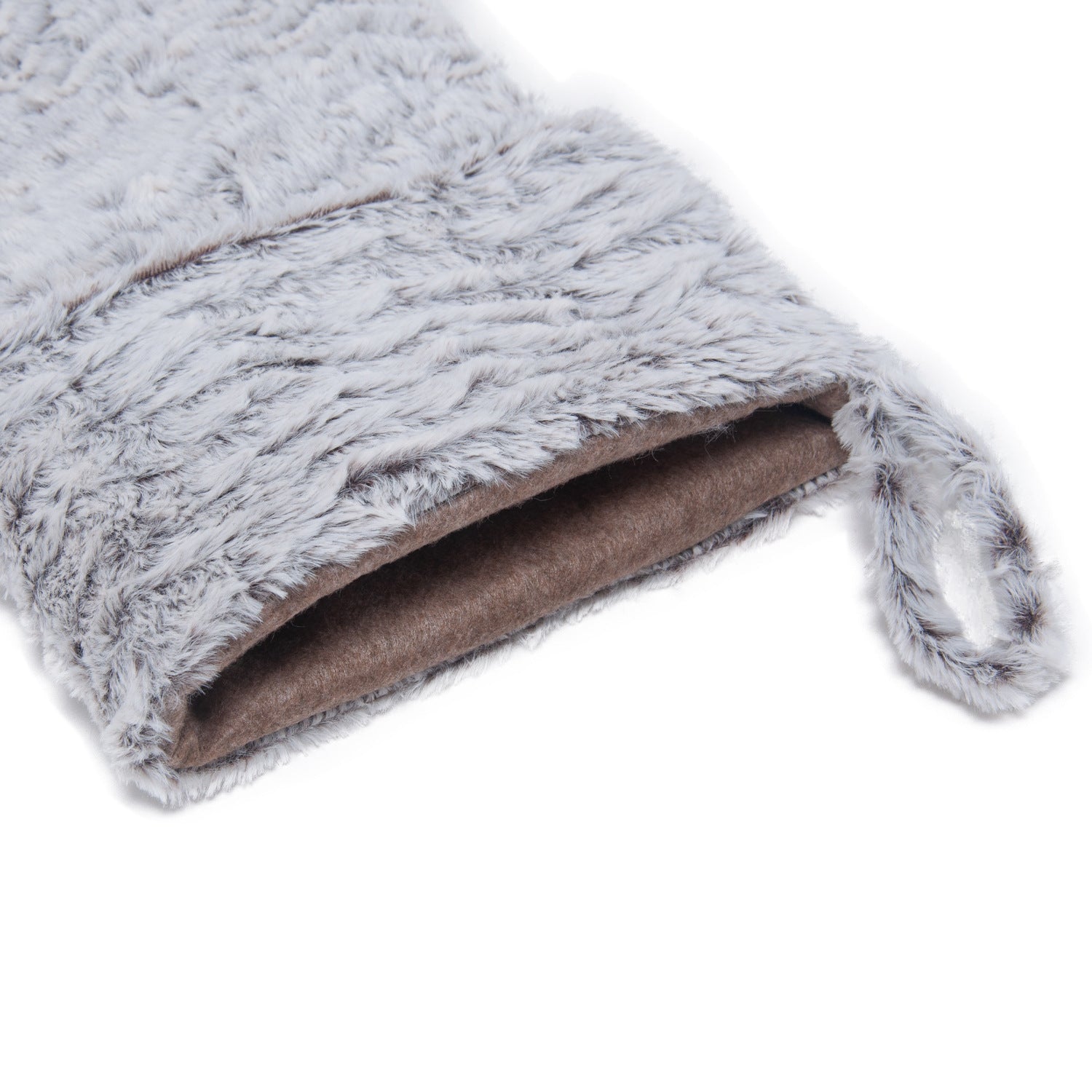 HKM-944083 Fluffy Gray Christmas Stocking Decoration Pendant - 29x44x3cm Fleece Socks