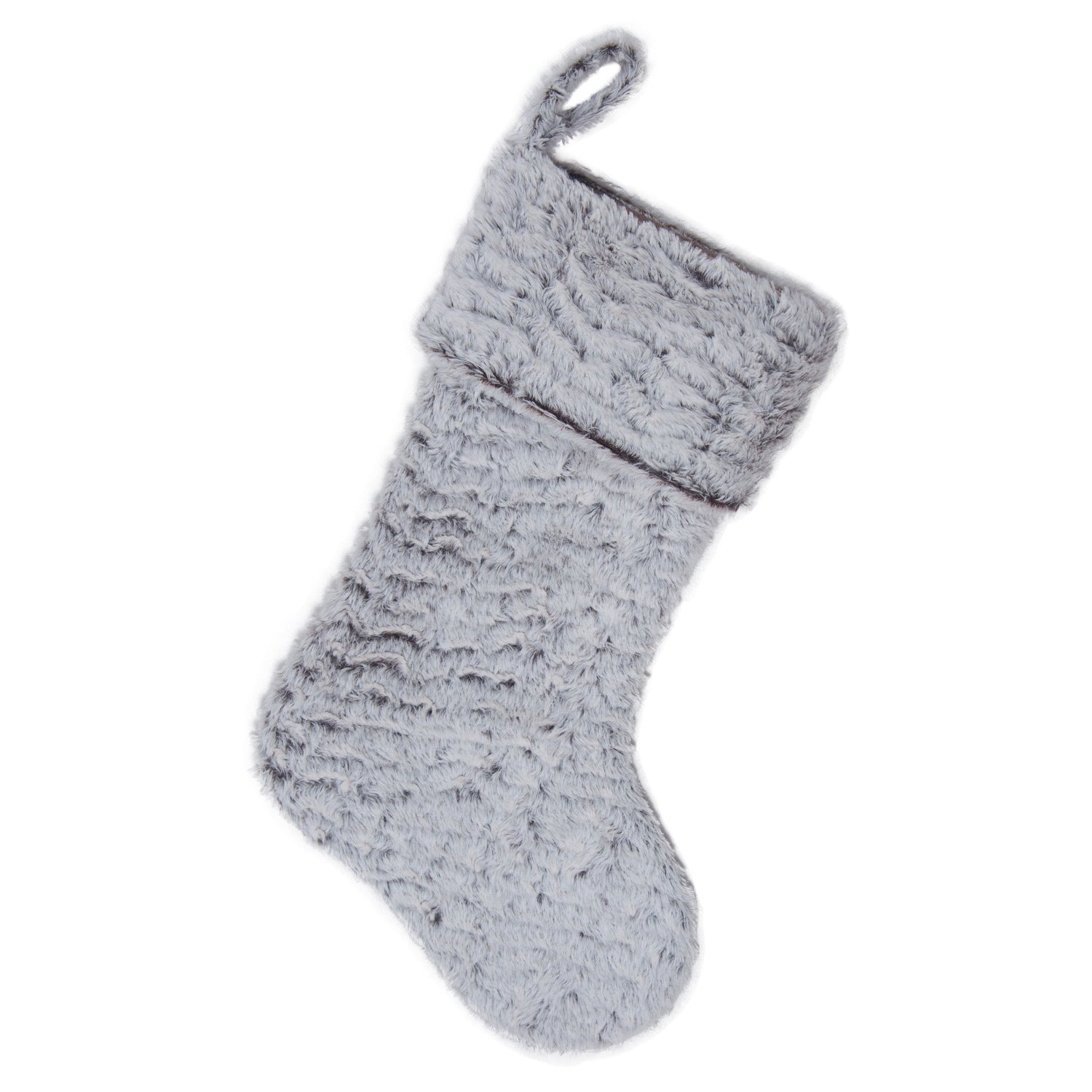 HKM-944083 Fluffy Gray Christmas Stocking Decoration Pendant - 29x44x3cm Fleece Socks