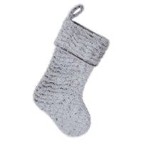 HKM-944083 Fluffy Gray Christmas Stocking Decoration Pendant - 29x44x3cm Fleece Socks