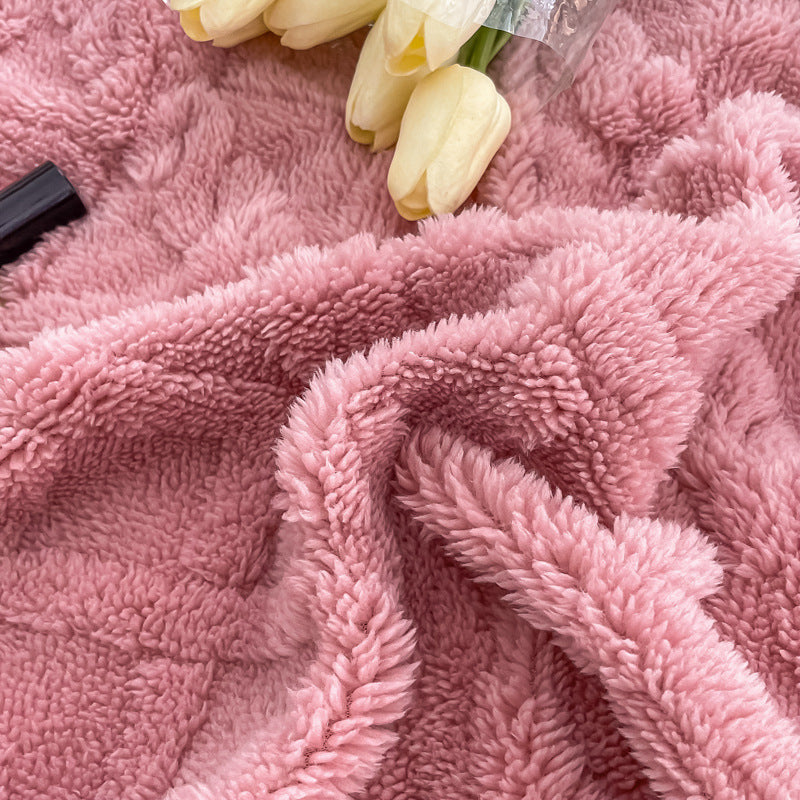 HKM-944275 Thickened Coral Velvet Air Conditioning Blanket in Solid Colors and Stripes