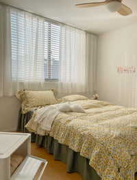HKM-944467 Floral Lace Cotton Four-Piece Bedding Set with Bed Skirt, Pillowcases, and Quilt Cover