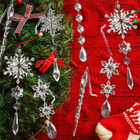 HKM-944595 Heart-Shaped Angel Wings Pendant Decoration Set - 10 Acrylic Pieces with Ribbon for Christmas Celebrations
