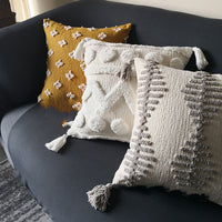 HKM-944595 Scandinavian Style 45x45cm Cushion Cover in Beige and Grey Embroidery