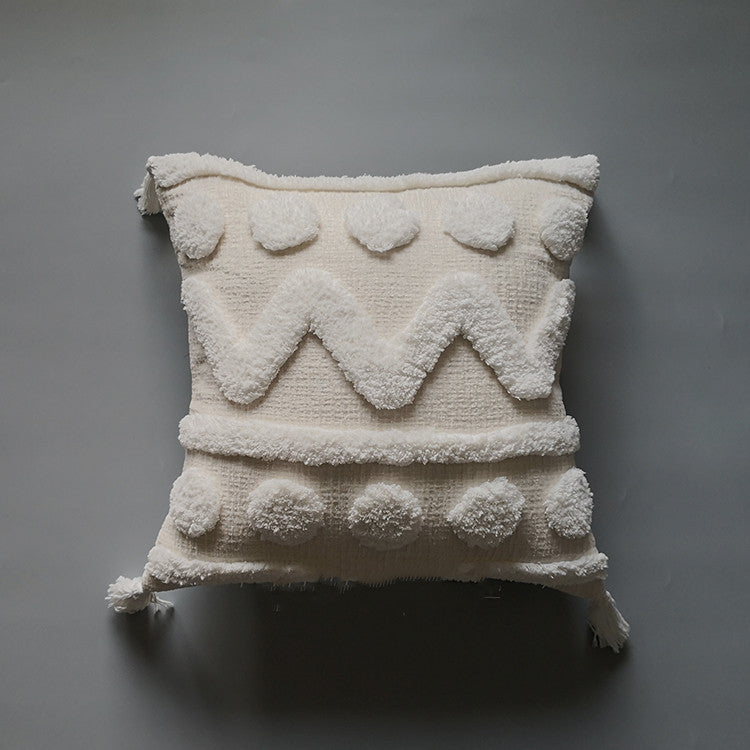 HKM-944595 Scandinavian Style 45x45cm Cushion Cover in Beige and Grey Embroidery