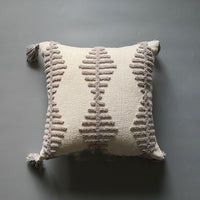 HKM-944595 Scandinavian Style 45x45cm Cushion Cover in Beige and Grey Embroidery