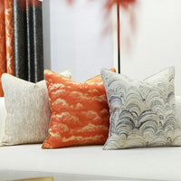 HKM-944851 Modern Stripe Throw Pillow Cover in Vortex Grey - 45x45cm Jacquard Design for Living Room