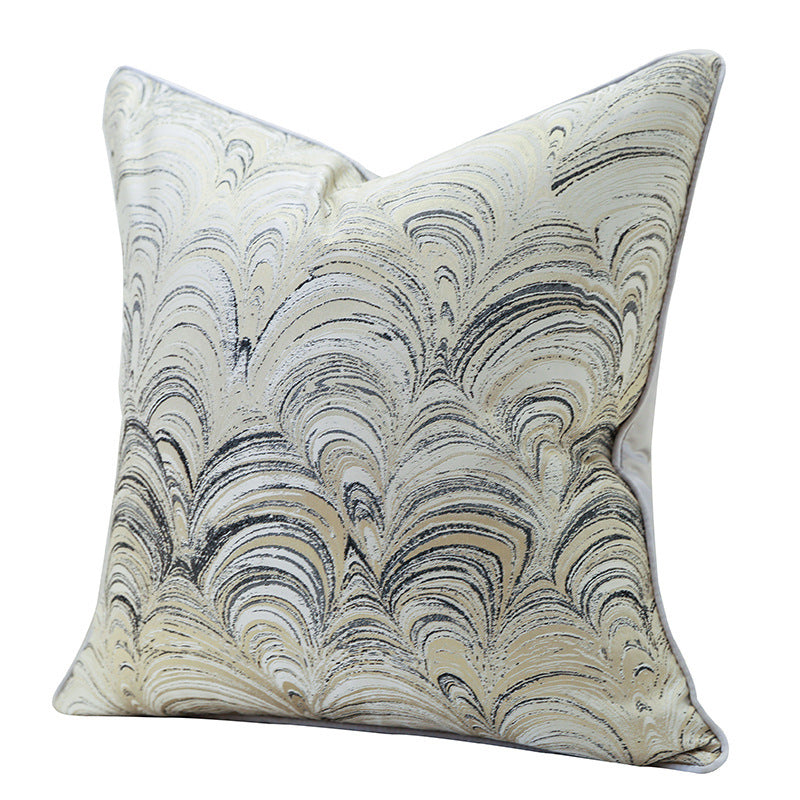 HKM-944851 Modern Stripe Throw Pillow Cover in Vortex Grey - 45x45cm Jacquard Design for Living Room