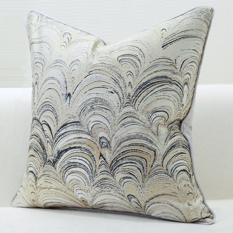 HKM-944851 Modern Stripe Throw Pillow Cover in Vortex Grey - 45x45cm Jacquard Design for Living Room