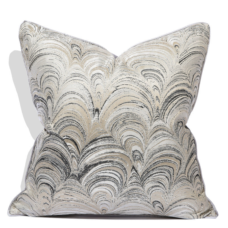 HKM-944851 Modern Stripe Throw Pillow Cover in Vortex Grey - 45x45cm Jacquard Design for Living Room