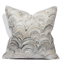 HKM-944851 Modern Stripe Throw Pillow Cover in Vortex Grey - 45x45cm Jacquard Design for Living Room