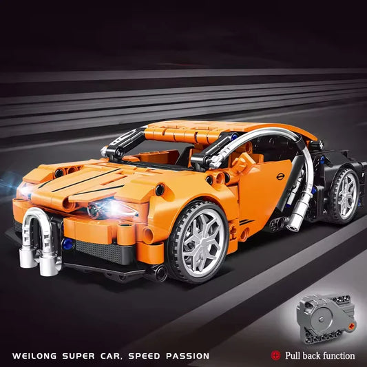 Building Blocks Racing Car Toy Set with Pull Back Function for Ages 2 and Up