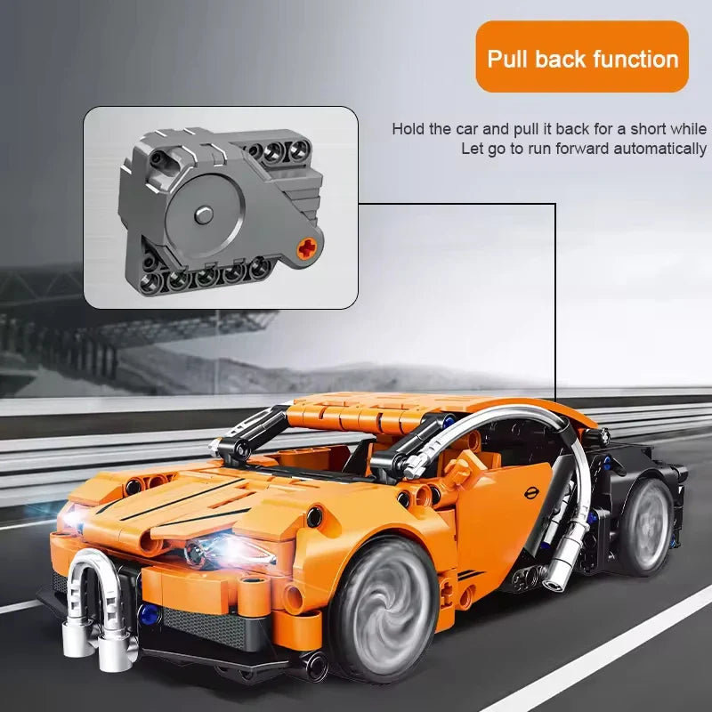 Building Blocks Racing Car Toy Set with Pull Back Function for Ages 2 and Up