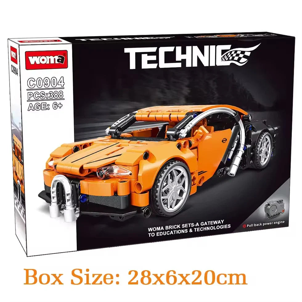 Building Blocks Racing Car Toy Set with Pull Back Function for Ages 2 and Up