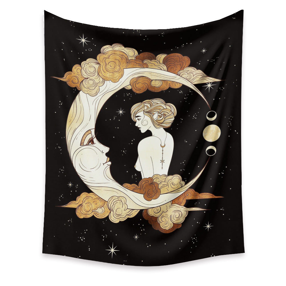 KTX-945171 Moon Tapestry Wall Hanging - Nordic Style Polyester Fiber Decor in Multiple Sizes