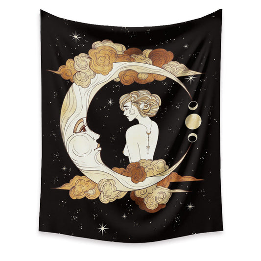 KTX-945171 Moon Tapestry Wall Hanging - Nordic Style Polyester Fiber Decor in Multiple Sizes