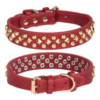 HKM-945171 Rivet Leather Collar Golden Rivet Decoration Pet Dog Collar , Apply To Small Medium Large Dogs ,Retro Style Collar