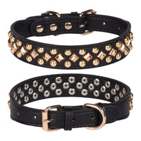 HKM-945171 Rivet Leather Collar Golden Rivet Decoration Pet Dog Collar , Apply To Small Medium Large Dogs ,Retro Style Collar