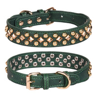 HKM-945171 Rivet Leather Collar Golden Rivet Decoration Pet Dog Collar , Apply To Small Medium Large Dogs ,Retro Style Collar