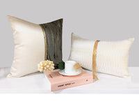 HKM-945299 Pearl White Cotton Tassel Throw Pillow - Modern Decorative Waist Cushion 30x50cm