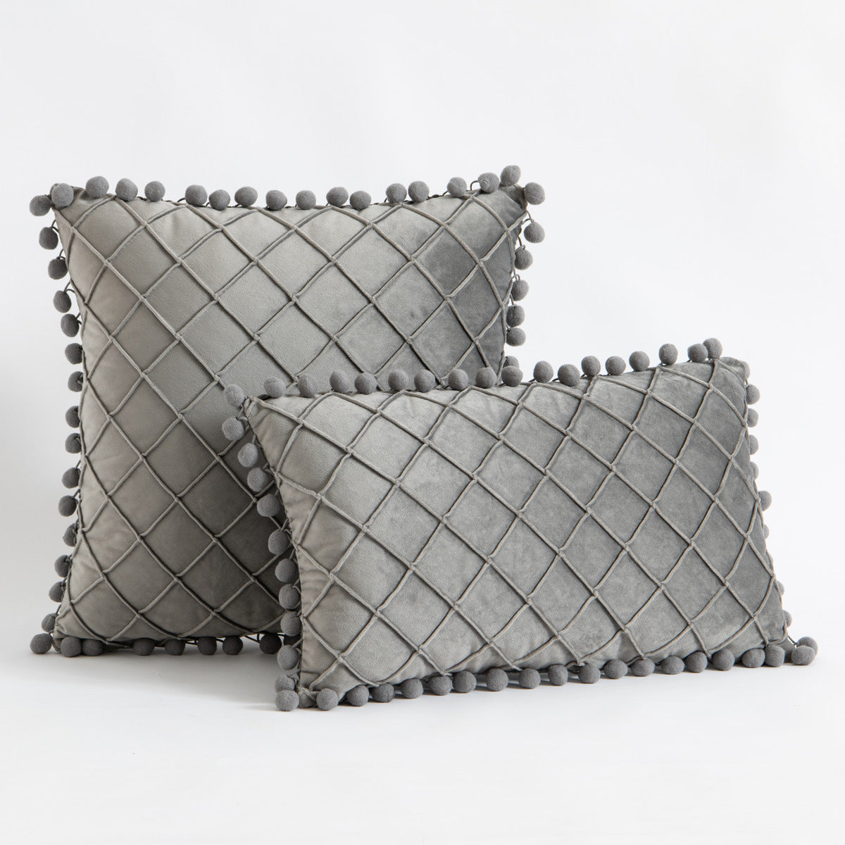 HKM-945427 Solid Color Velvet Diamond Tassel Pillowcase in Various Colors