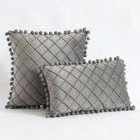 HKM-945427 Solid Color Velvet Diamond Tassel Pillowcase in Various Colors