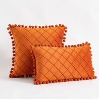 HKM-945427 Solid Color Velvet Diamond Tassel Pillowcase in Various Colors