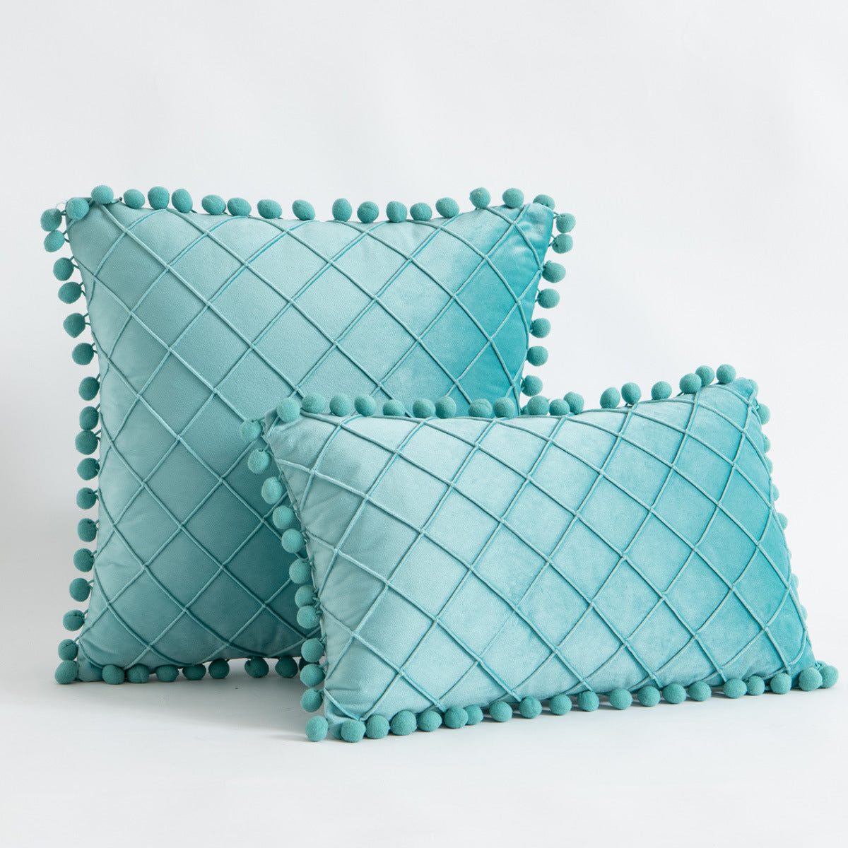 HKM-945427 Solid Color Velvet Diamond Tassel Pillowcase in Various Colors