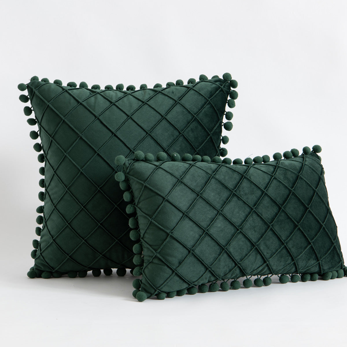 HKM-945427 Solid Color Velvet Diamond Tassel Pillowcase in Various Colors
