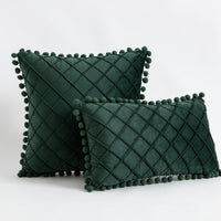 HKM-945427 Solid Color Velvet Diamond Tassel Pillowcase in Various Colors