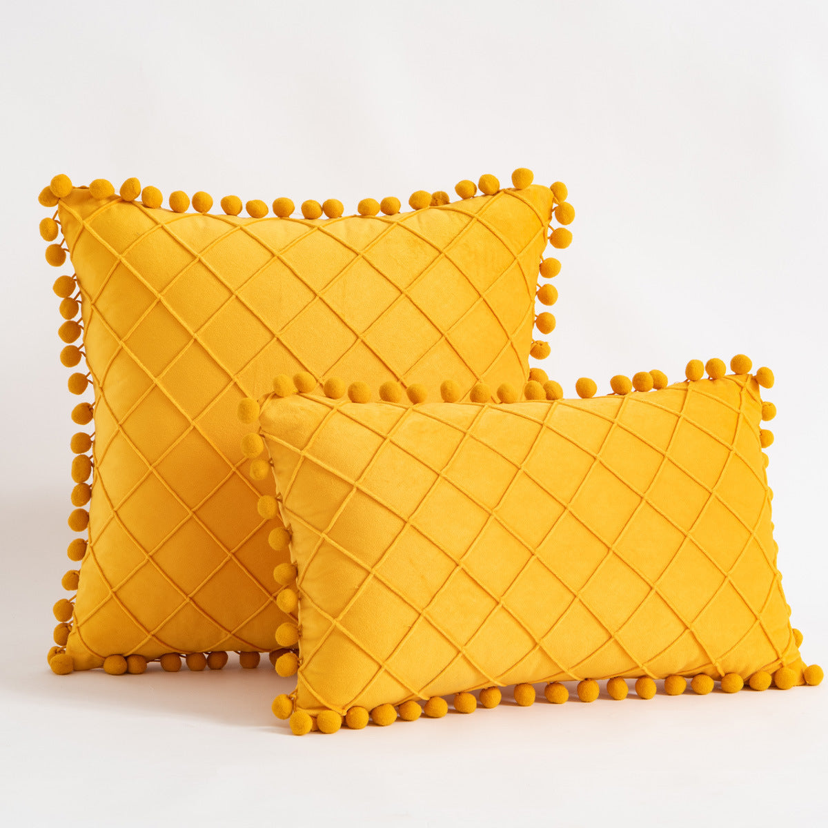 HKM-945427 Solid Color Velvet Diamond Tassel Pillowcase in Various Colors
