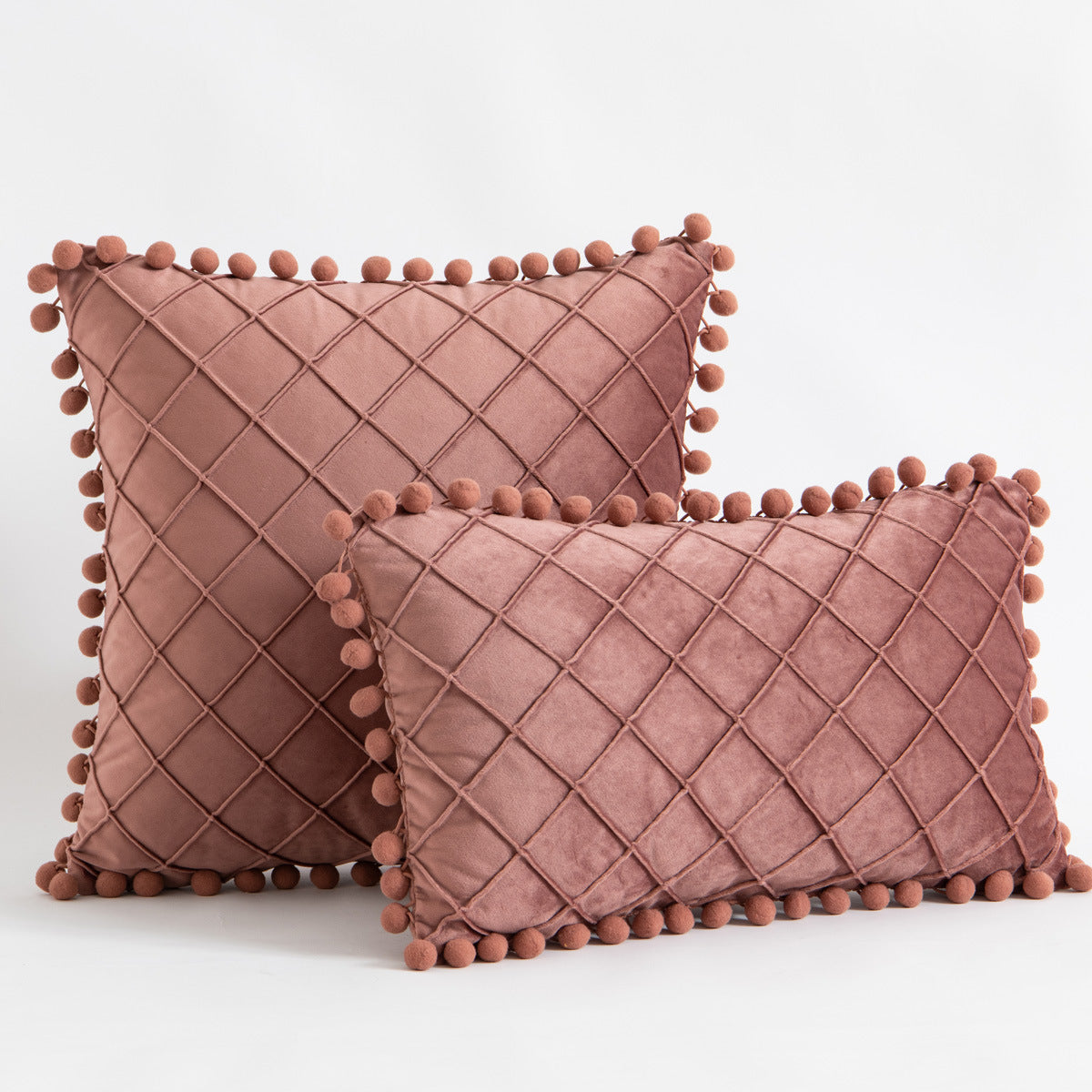 HKM-945427 Solid Color Velvet Diamond Tassel Pillowcase in Various Colors