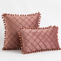 HKM-945427 Solid Color Velvet Diamond Tassel Pillowcase in Various Colors