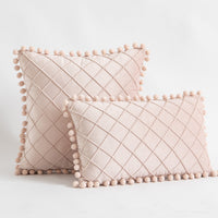 HKM-945427 Solid Color Velvet Diamond Tassel Pillowcase in Various Colors
