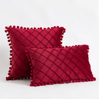 HKM-945427 Solid Color Velvet Diamond Tassel Pillowcase in Various Colors