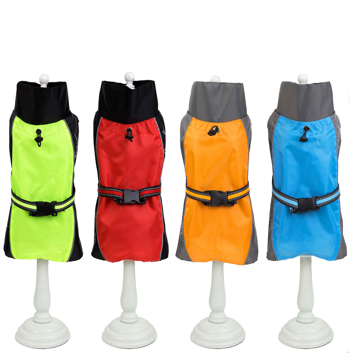 HKM-945491 Big Dog Raincoat for Golden Retrievers and Huskies - Waterproof Polyester in Blue, Red, Orange, Green, Sizes 3XL to 9XL