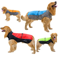 HKM-945491 Big Dog Raincoat for Golden Retrievers and Huskies - Waterproof Polyester in Blue, Red, Orange, Green, Sizes 3XL to 9XL