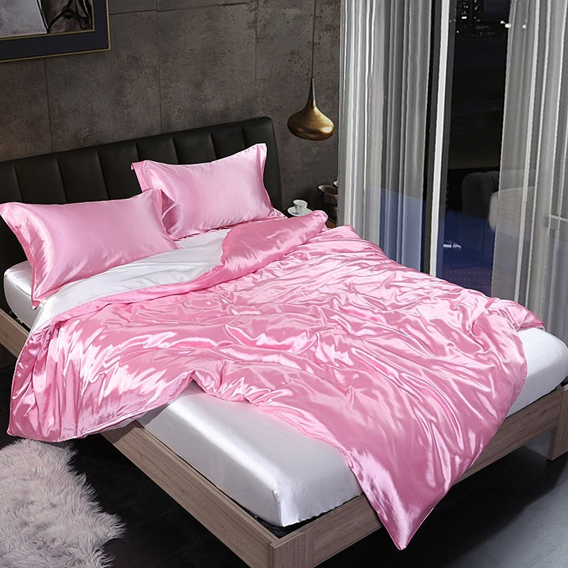 HKM-945619 Mulberry Silk Four-Piece Solid Color Quilt Cover Set